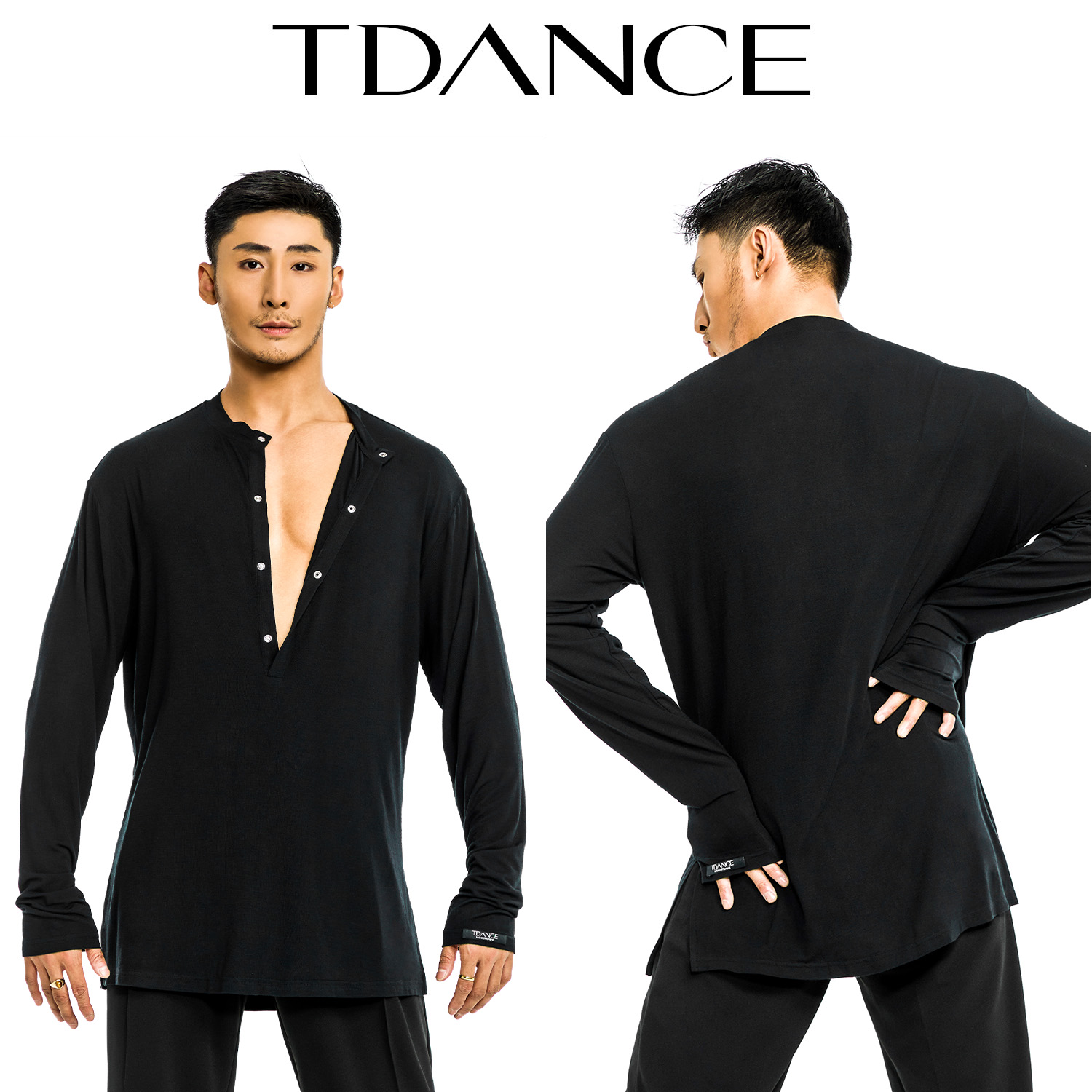 TDANCE24新款国标男装【半门襟按扣】上衣上课日常班服表演BS-16