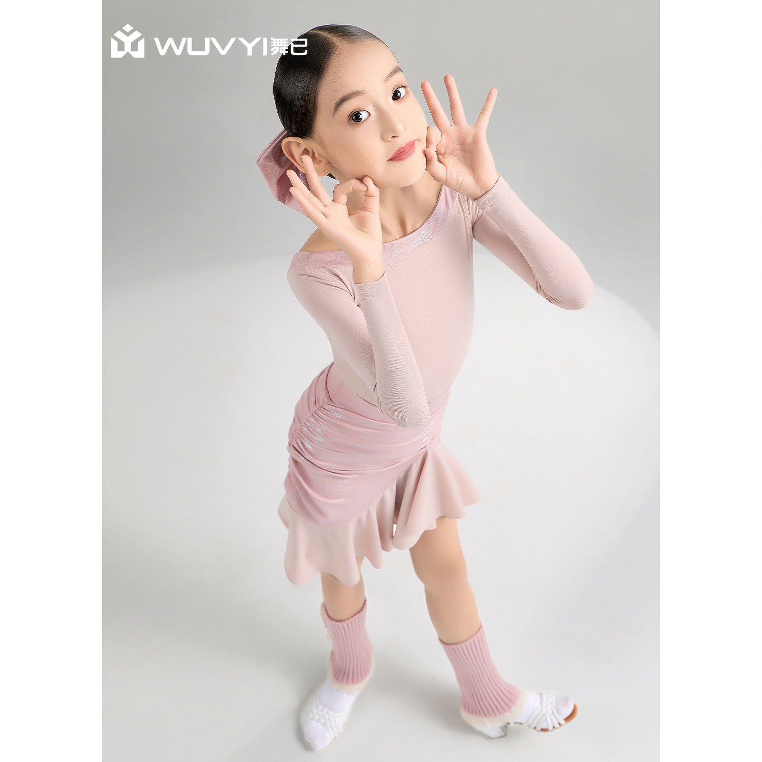 WUVYI「人鱼姬」女童新款拉丁舞练功班服套装儿童舞蹈演出服