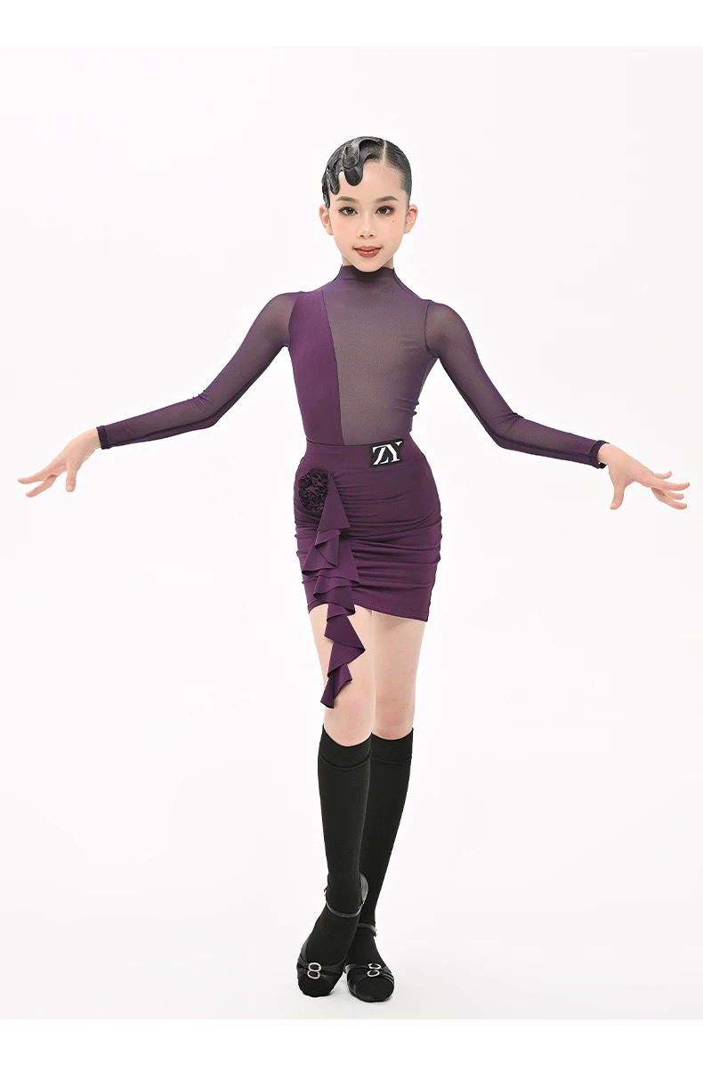 ZYdance冬季新款少儿拉丁舞服女童表演练习服专业包臀网红儿童舞