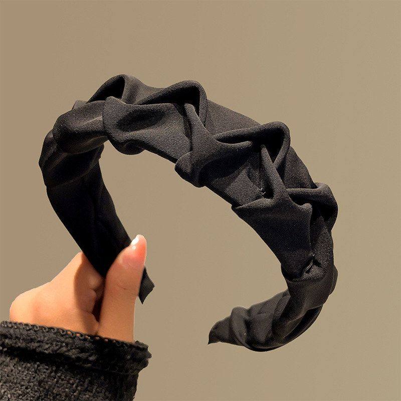 新款轻奢发饰褶皱高级感黑色布艺发箍气质网红小香风头箍发卡头饰