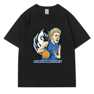 重磅纯棉短袖球星诺维斯基天王新款潮牌t恤男数码直喷印花训练服