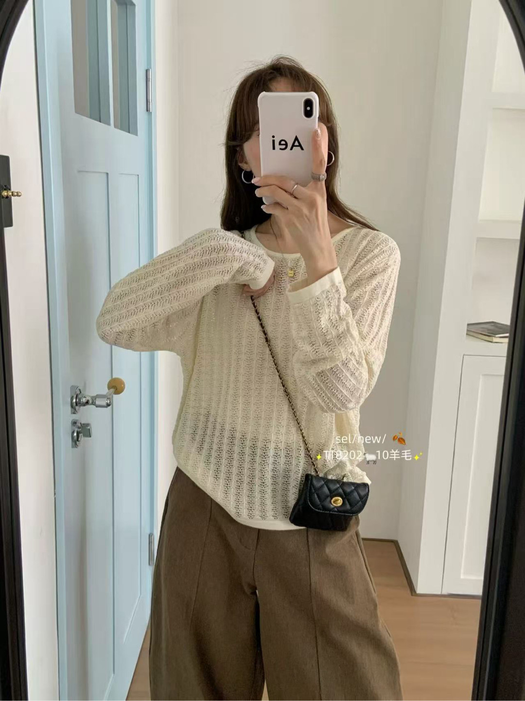 显瘦套头镂空细羊毛针织衫女百搭