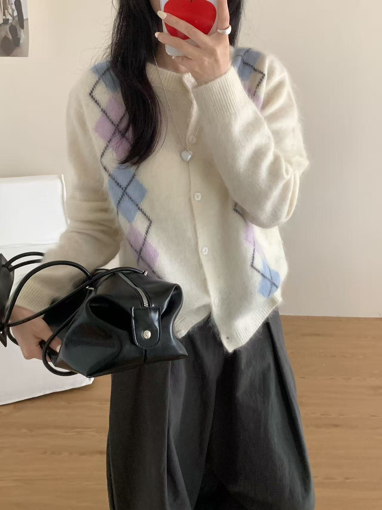 显瘦长毛全毛拉毛针织开衫女外套