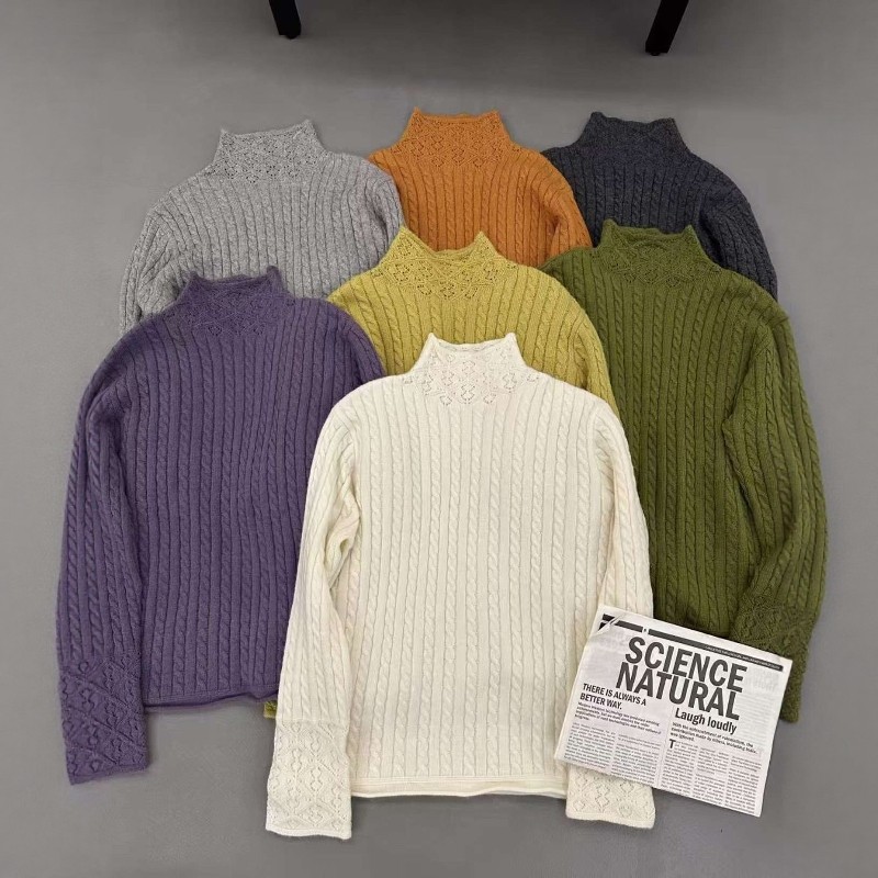 麻花半高领毛衣百搭浣熊绒针织衫