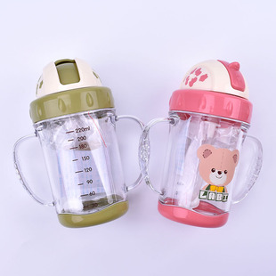 拉比吸管型训练杯LQGEZ10907宝宝儿童带柄水杯水壶学饮杯 220ML