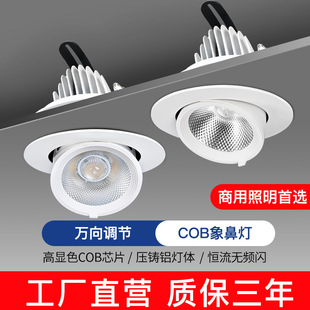 COB象鼻灯led洗墙射灯嵌入式天花灯可调角度筒店铺商用全光谱聚光