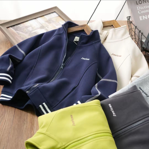 儿童外套春秋款男童女童针织拉链开衫中大童服装洋气童装ZY85309