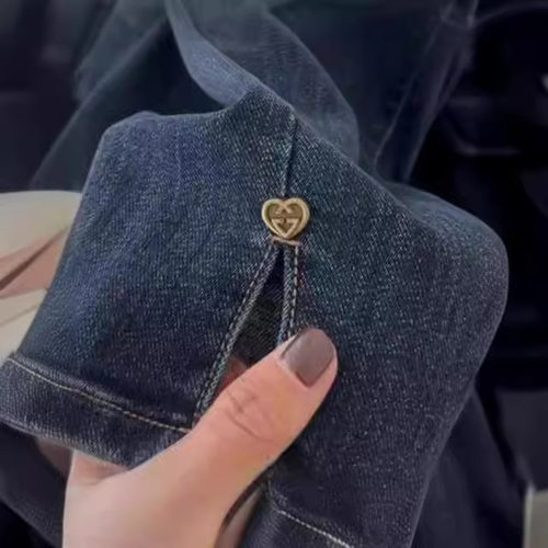 梨型身材小个子高腰宽松裤子女春夏弹力牛仔裤女开叉文艺复古风