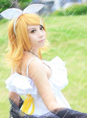 cosplay镜音玲RIN光と影の楽園礼服Synchronicity白色洋装裙子