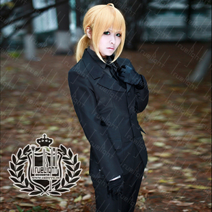 原版白夜之城Fate zero saber黑色西装cosplay保镖服日常全套定做