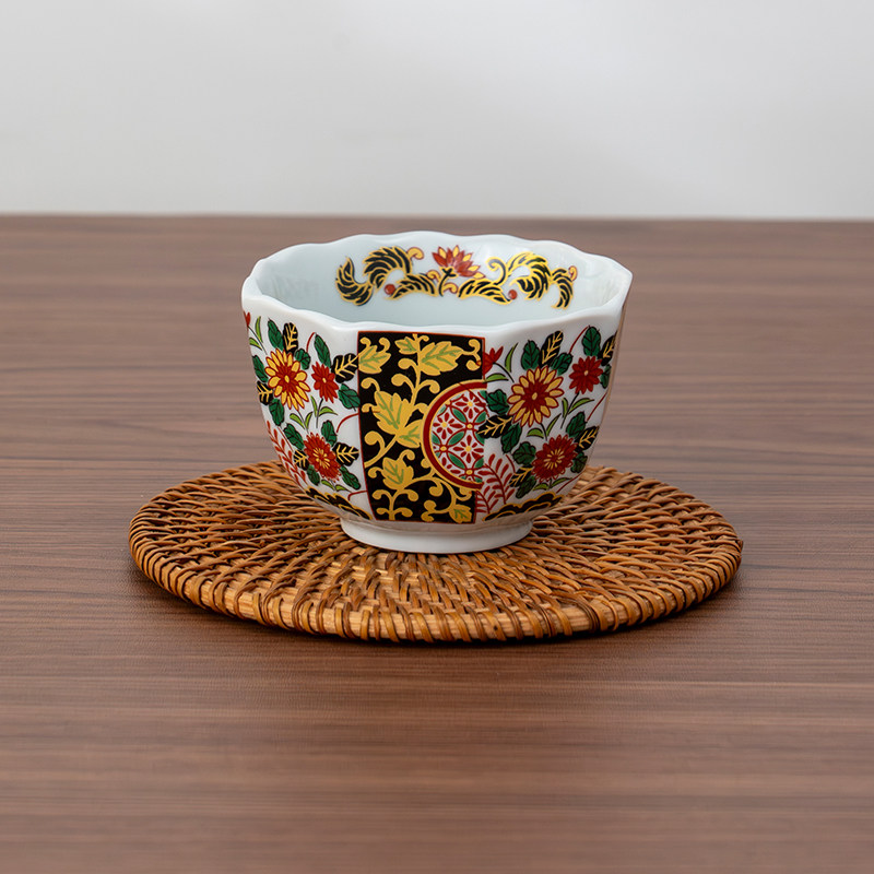 日本进口有田烧伊万里八角茶杯