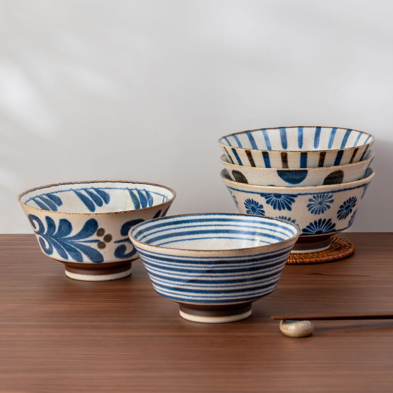 美浓烧日本进口釉下餐具陶瓷饭碗