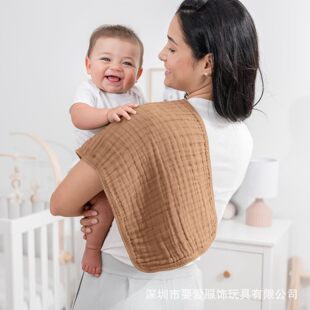 亚马逊六层Muslin婴儿拍隔巾新生儿吐奶方巾宝宝亲肤纯色洗脸巾