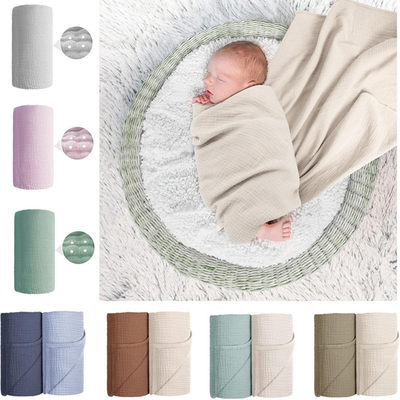 跨境婴儿襁褓包裹巾新生儿双层纯色包巾muslin swaddle blankets