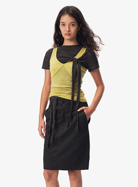 ASKFORMOON 经典黑色牛仔铅笔裙后开叉直筒半身裙女2025夏季新款