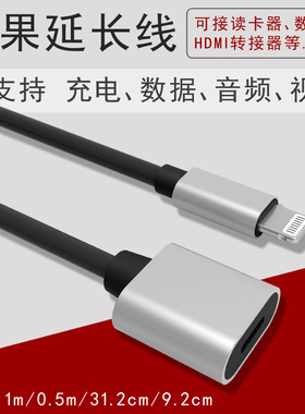 次奥适用lightning延长线 iphone5/6splus/7/8/X苹果数据充电音频视频转接头转换线加长线苹果接口转换器配件