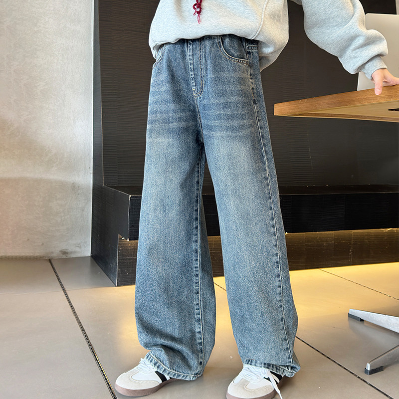 【清仓】女童牛仔裤加绒中大童宽松直筒百搭休闲裤子儿童长裤冬季,童装/婴儿装/亲子装,裤子,淘宝优惠券,粉丝福利购,淘宝优惠卷