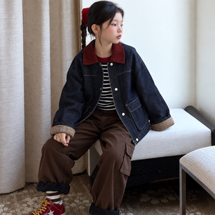 女童外套冬季2026新款女大童加绒保暖上衣儿童加厚冬装初中生女装