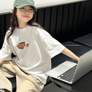 女童短袖t恤夏季2026新款儿童薄款宽松夏装中大童洋气时髦上衣