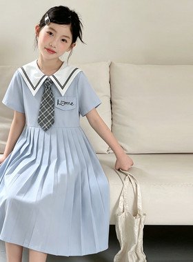 女童连衣裙2026新款初中生夏季漂亮的衣服大童女装学院风薄款夏裙