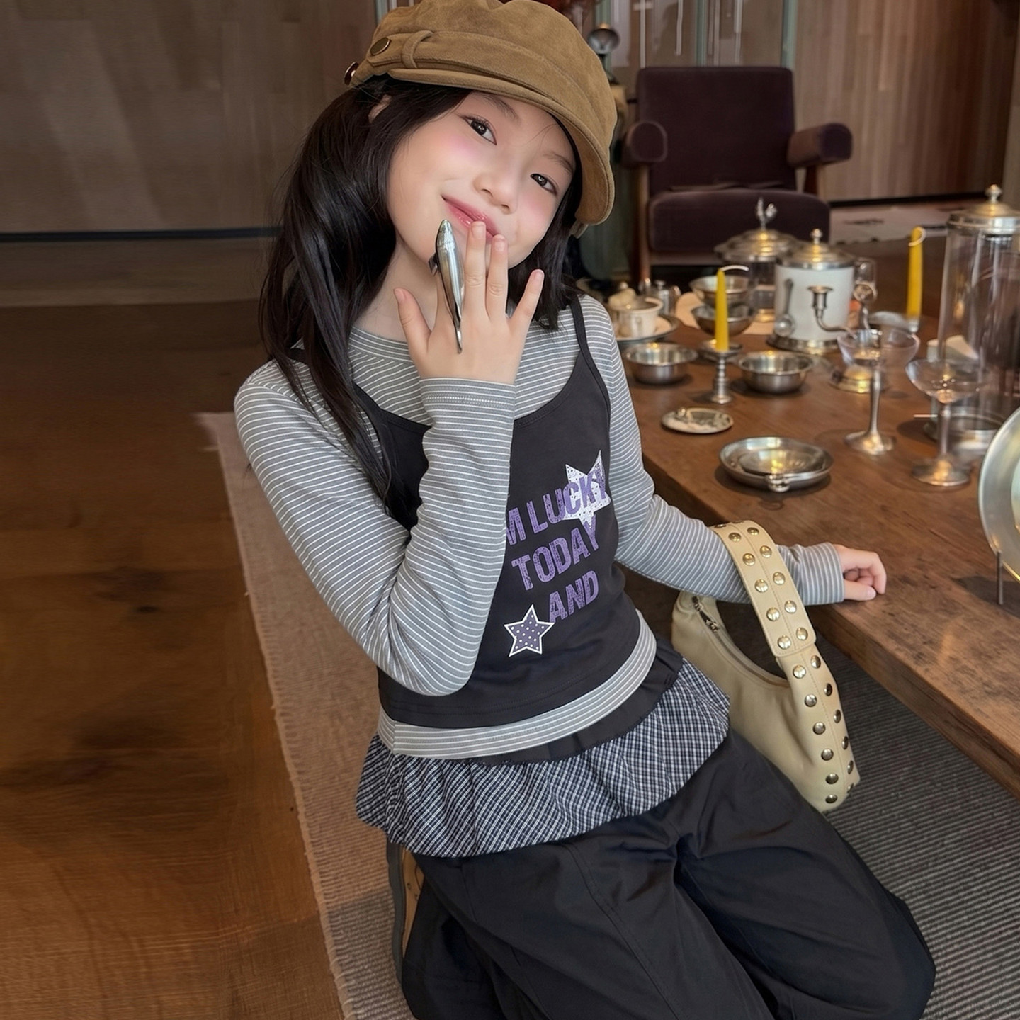 女童长袖T恤2026新款秋季青少年女孩时尚穿搭又酷又飒的大童女装t图片