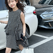 中大童夏季 无袖 波点裙子夏款 女童连衣裙2026新款 韩系穿搭儿童夏装
