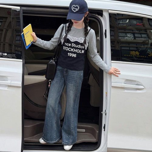 女童长袖T恤2026新款秋季青少年女生衣服初秋儿童超好看韩系上衣t