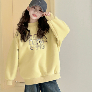 女童卫衣儿童加绒保暖厚上衣2025新款大童超好看洋气内搭韩系冬装