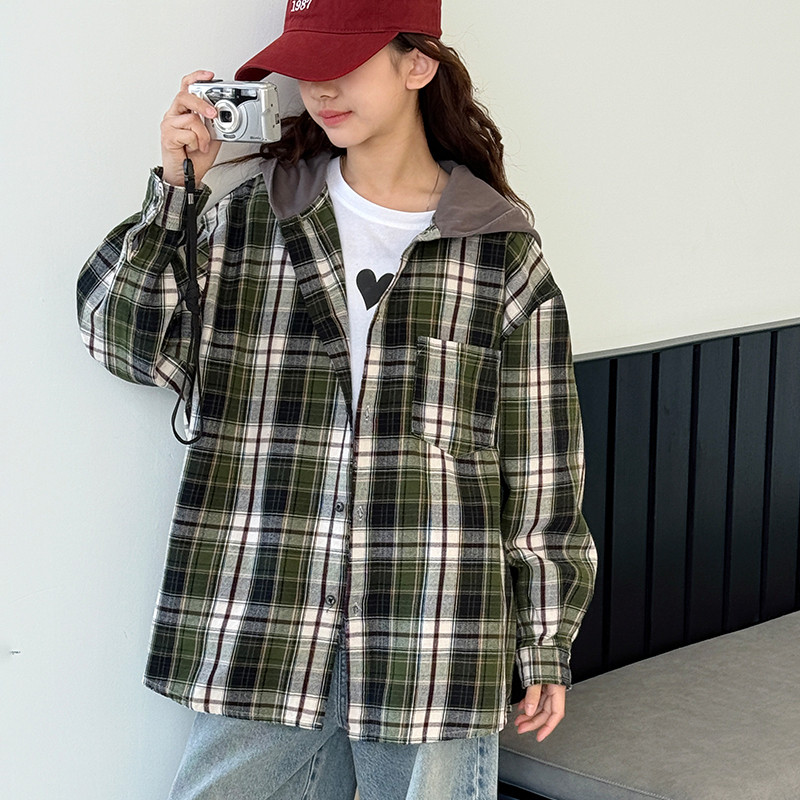 女童格子衬衫2026春装新款儿童韩系宽松连帽上衣大童春秋帽衫外套,童装/婴儿装/亲子装,普通外套,淘宝优惠券,粉丝福利购,淘宝优惠卷