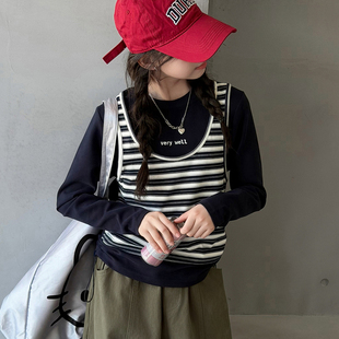 女童长袖t恤2026新款秋季青少年女装学生初中生搭配套装儿童衣服t