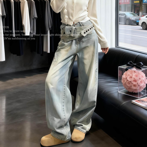 美式高街男款腰头铆钉绑带设计