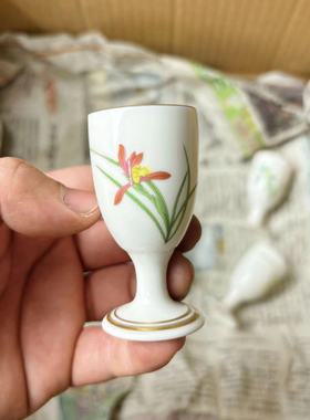 日本进口香兰社手描金细瓷白酒杯陶瓷敬酒杯仿古小酒盅创意高脚杯