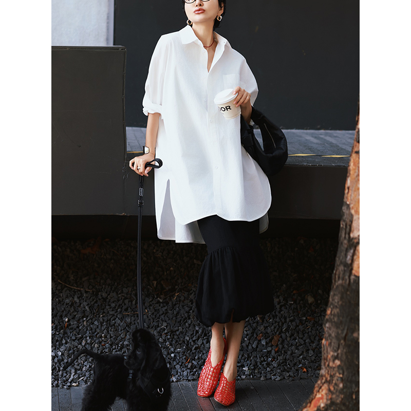 丁破袄套装上衣衬衫花苞半身裙