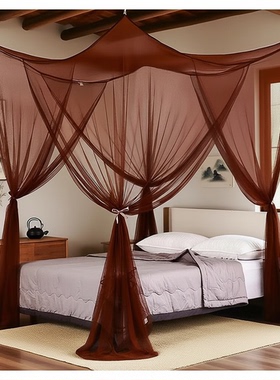 蚊帐挂式免安装出租屋可折叠四开门家用防蚊无需支架