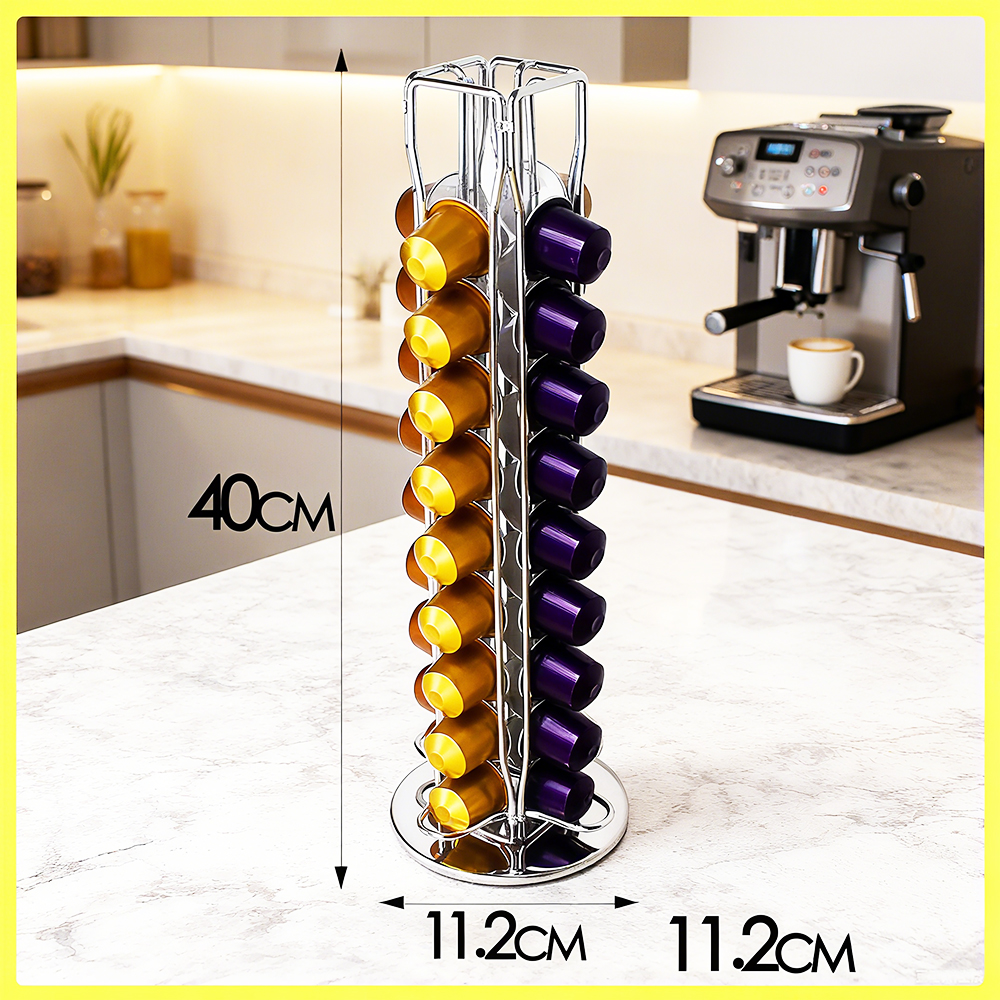 Nespress咖啡胶囊架旋转不锈金属