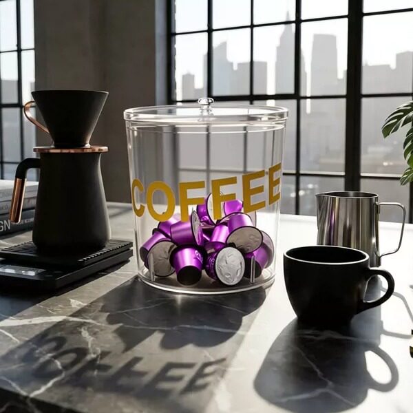 透明咖啡胶囊收纳盒水晶盖简约大容量防尘零食储物罐整理展示盒