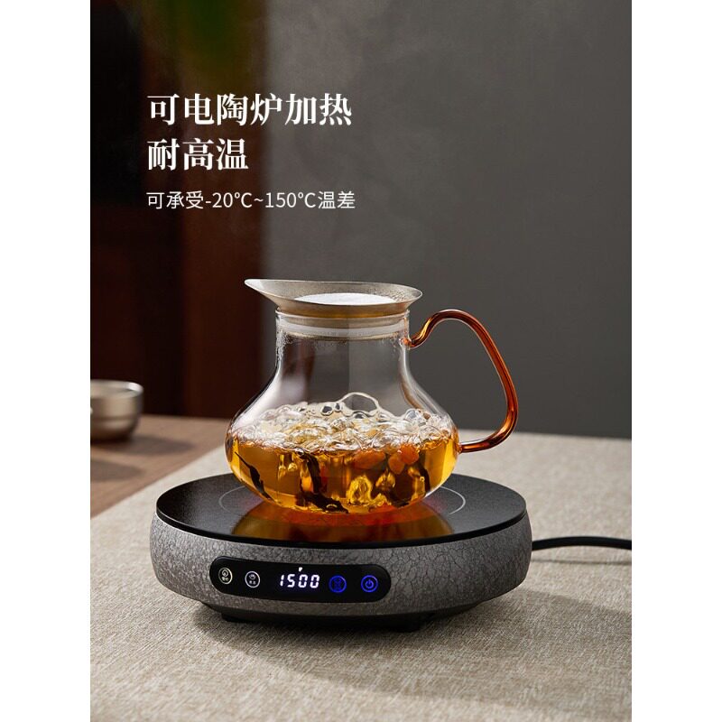 玻璃茶壶纯钛盖家用泡茶壶一体过虑茶水分离钛茶杯养生壶2026新款