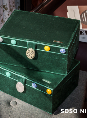 丝绒首饰盒双层大容量珠宝戒指手镯项链高级轻奢黄金饰品收纳盒