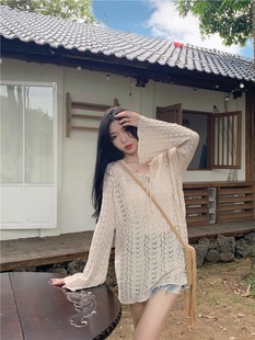 比基尼泳衣女罩衫 海边外套针织宽松防晒沙滩度假外搭可下水泡温泉