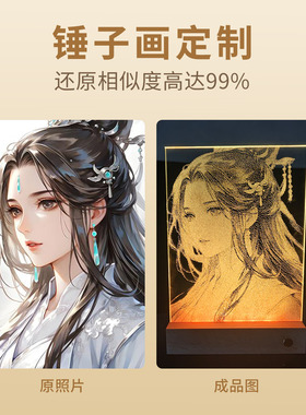 锤子琉璃画生日礼物玻璃画像定制