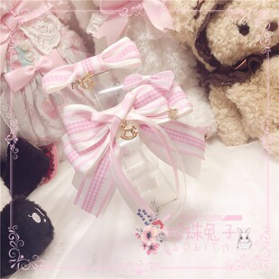 「珍珠兔」原创lolita手作格子甜系软妹格子木马花边边夹对夹