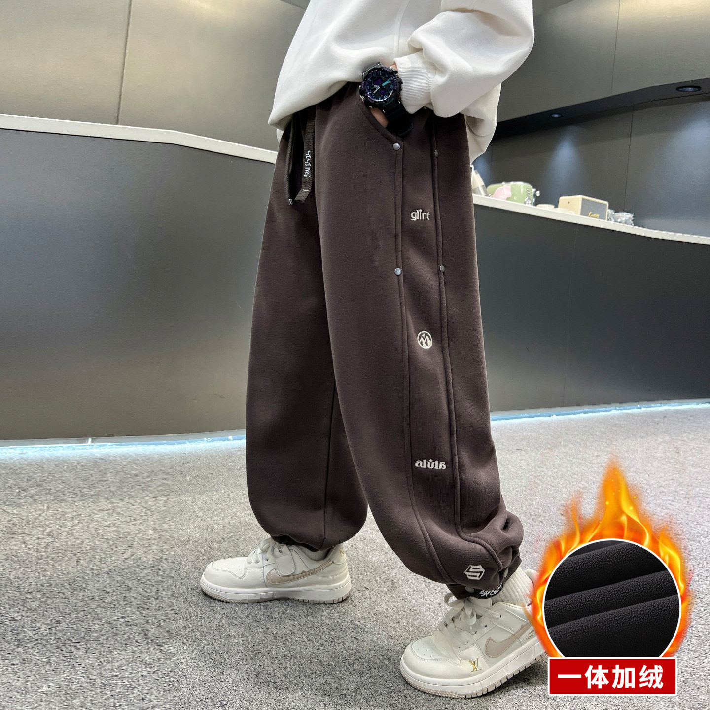 儿童装男童冬季加绒裤子2026新款