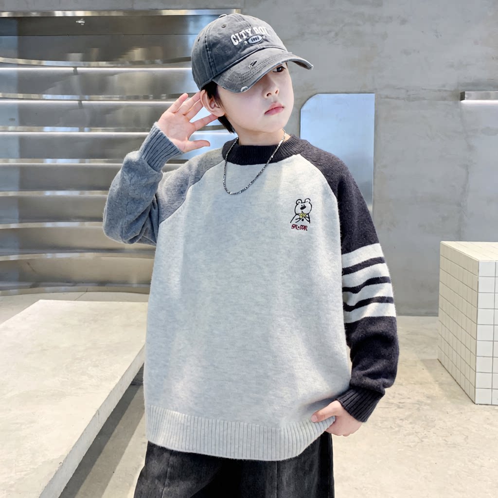 儿童装男童冬装加厚毛衣新款中大