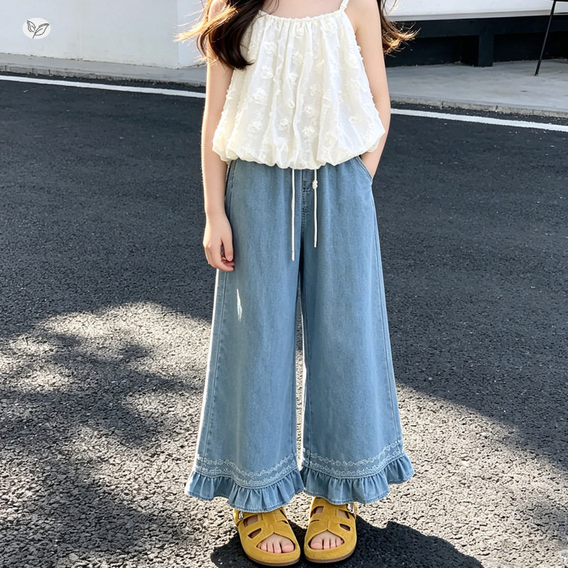女童天丝牛仔裤2026夏装女大童韩