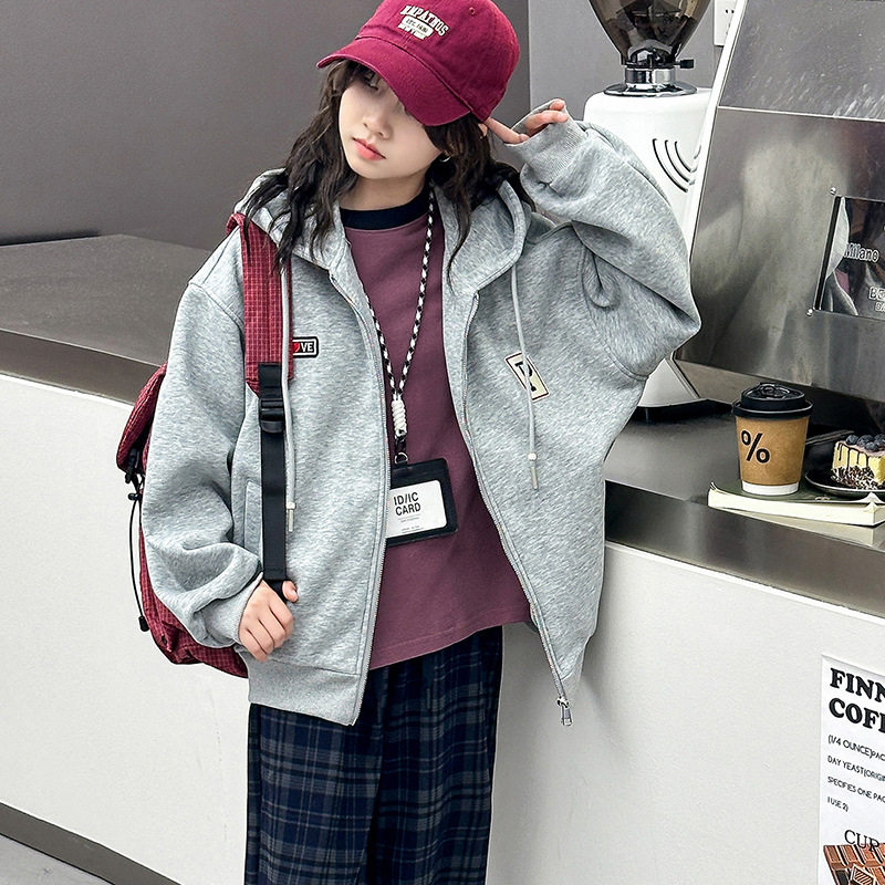 女童秋季卫衣外套儿童加绒上衣秋