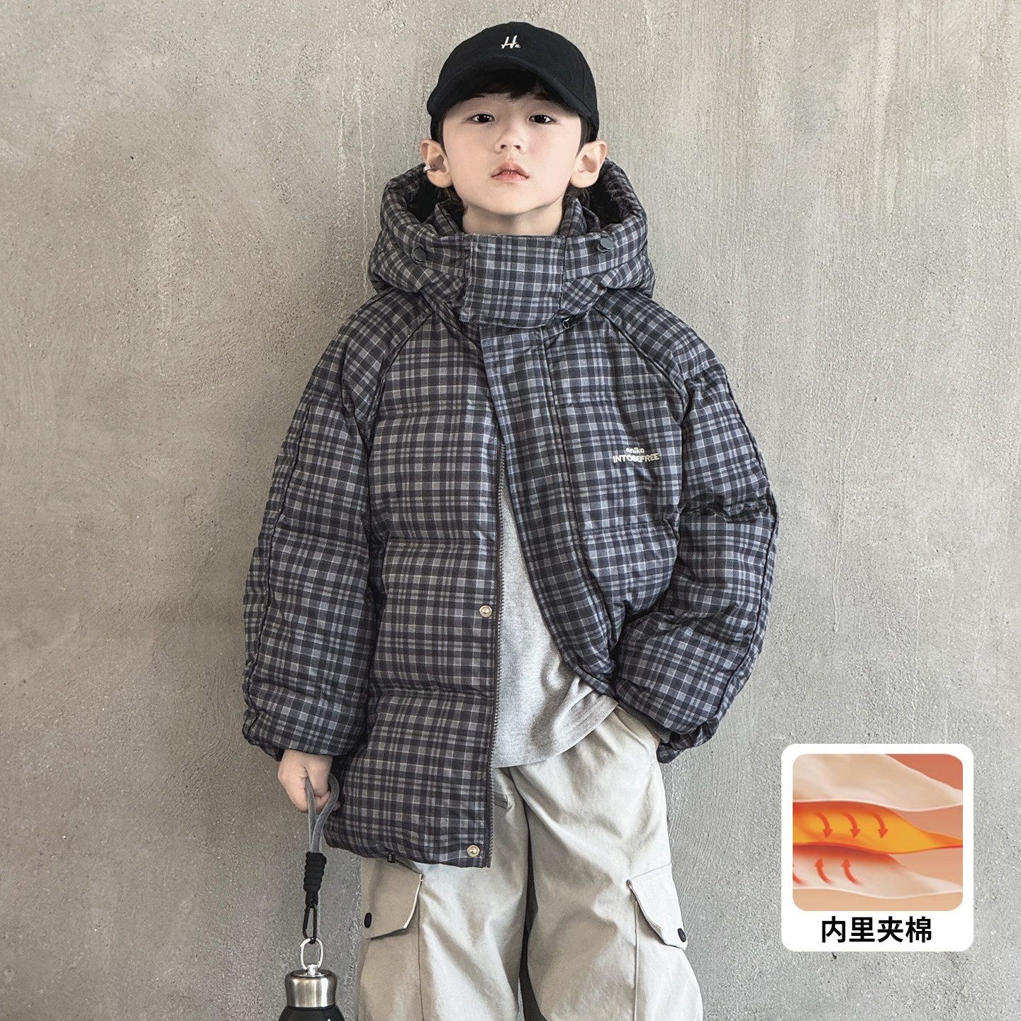 儿童装男童冬装羽绒棉服新款中大