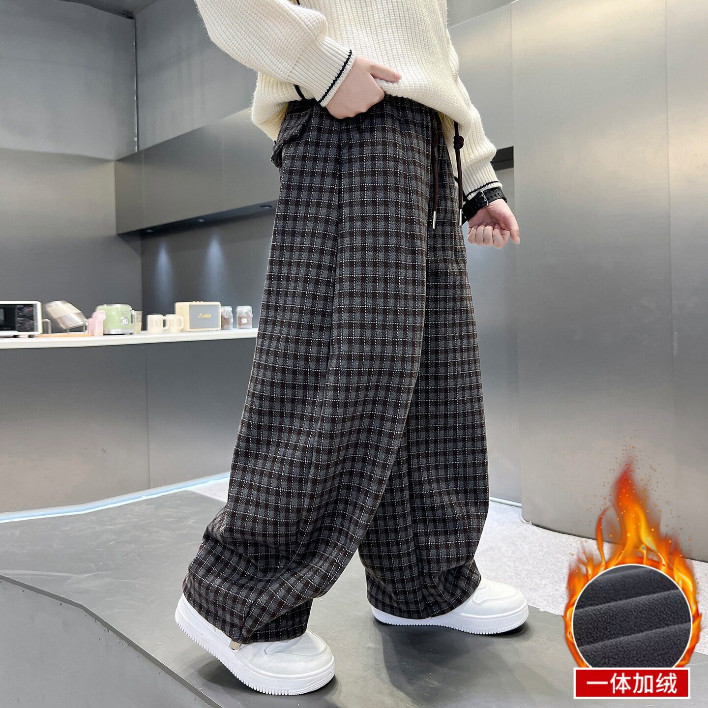 男童加绒裤子秋冬款新款大儿童装