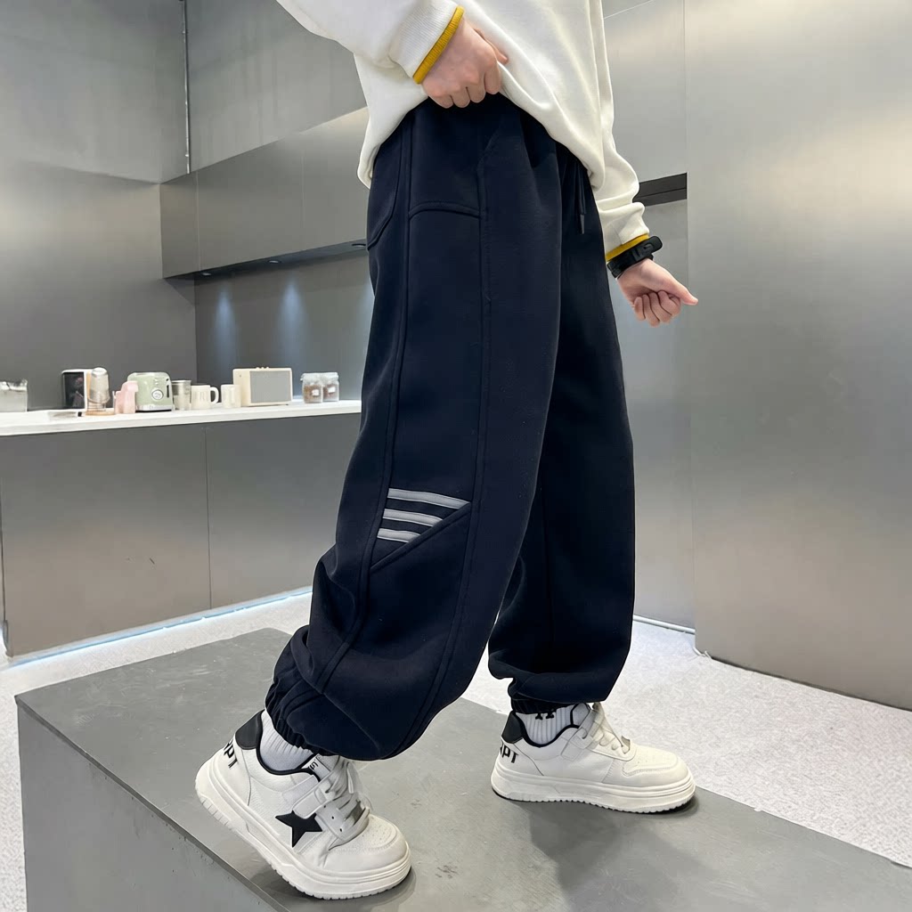 男童春装裤子新款一体绒休闲男孩
