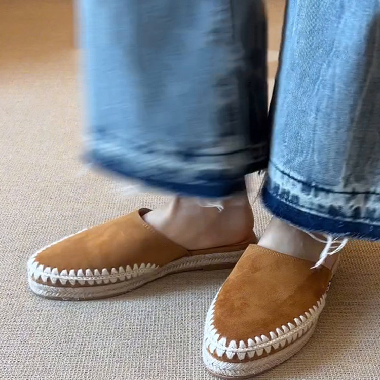 一路绿灯2025新款法式复古圆头休闲简约一脚蹬懒人厚底包头半拖鞋,女鞋,包头拖,淘宝优惠券,粉丝福利购,淘宝优惠卷