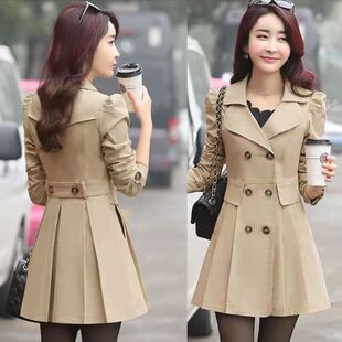 矮个子风衣外套女2023年新款韩版修身显瘦气质百搭中长款女士外套